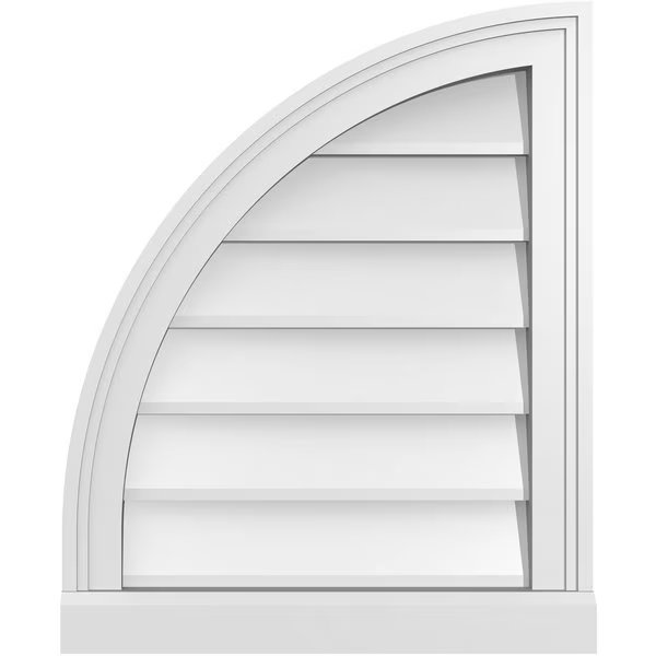 Quarter Round Top Left Surface Mount PVC Gable Vent w/ 2